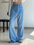 Tavimart Women Classic Solid Color Jeans Summer New Fashion Cotton Cozy Zipper High Waist Long Pant Casual Simple Ladies Pants