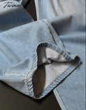 Tavimart Women Classic Solid Color Jeans Summer New Fashion Cotton Cozy Zipper High Waist Long Pant