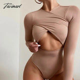 Tavimart Women Clothing Solid Color Hollow Out Long - Sleeved Show Waist Slim Fit Jumpsuit Womens
