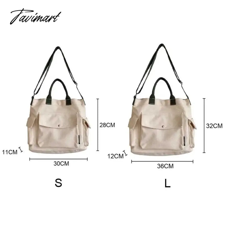 Tavimart Women Cotton Canvas Messenger Bags Tote Magnetic Buckle Shopping Bag Travel Handbag With