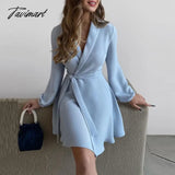 Tavimart Women Elegant Buttons Design Casual Short Sleeve Ruffle Party Dress Summer Sexy Fashion