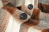 Tavimart Women Fashion Overshirts Oversized Checked Woolen Jacket Coat Vintage Pocket Asymmetric