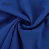 Tavimart Women Klein Blue Spring Dress Drawstring Skirt V - Neck Sexy Long Sleeve High Waist Elegant
