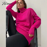 Tavimart Women Knitted Turtleneck Sweater Oversize Long Sleeve Loose Ladies Pullover Tops Casual