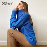 Tavimart Women Knitted Turtleneck Sweater Oversize Long Sleeve Loose Ladies Pullover Tops Casual