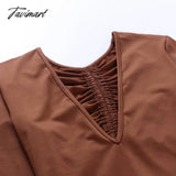 Tavimart Women Lace Drawstring Pleated Bodycon Playsuits Sexy Hollow Out Backless Long Sleeve