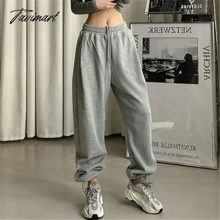 Tavimart Women Pants Black Jogging Sweatpants For Baggy Sports Pants Gray Jogger High Waist Sweat