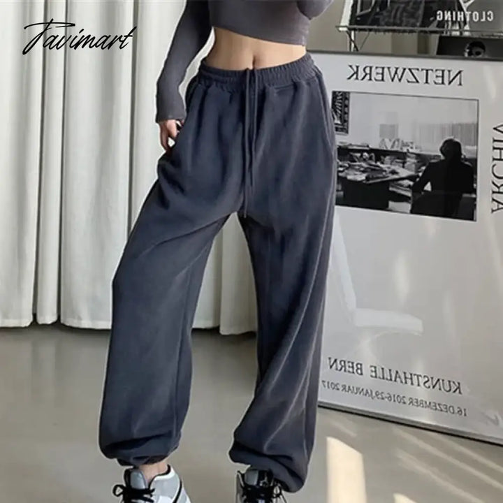 Tavimart Women Pants Black Jogging Sweatpants For Baggy Sports Pants Gray Jogger High Waist Sweat