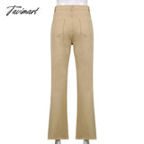 Tavimart Women Retro Trousers Casual Jeans High Rise Cargo Pants Straight 90S Korean Fashion