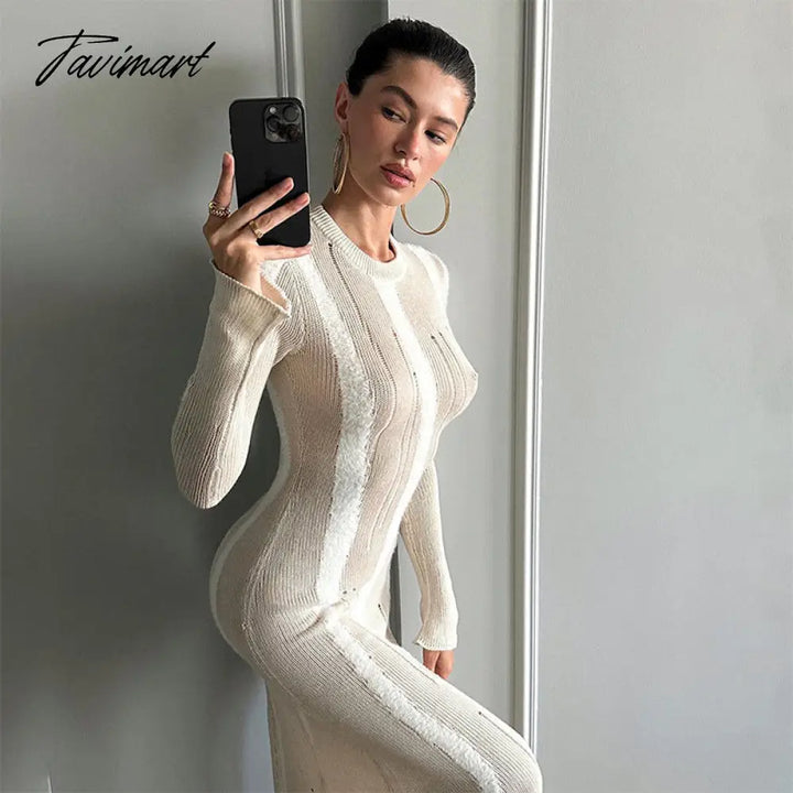 Tavimart Women’s Clothing Autumn And Winter New Knitted Long - Sleeved High Waist Temperament Hot