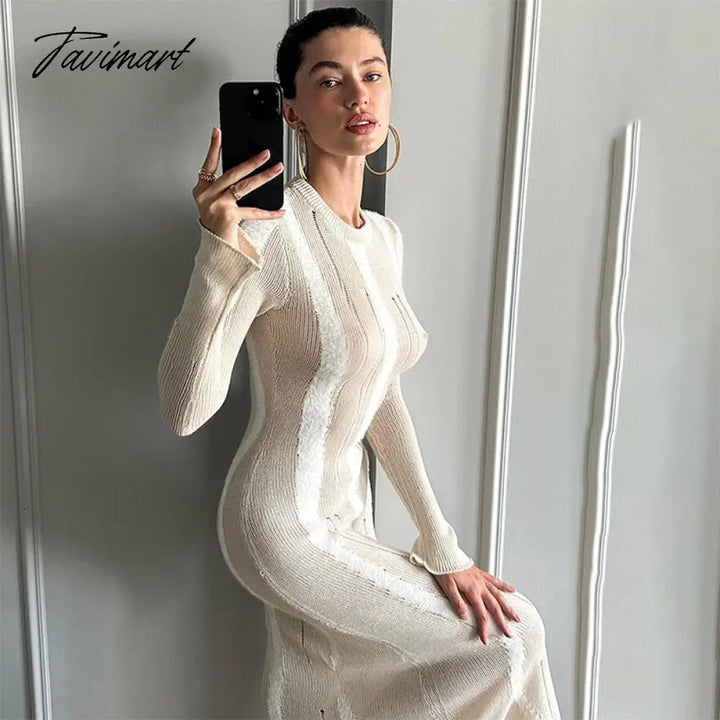 Tavimart Women’s Clothing Autumn And Winter New Knitted Long - Sleeved High Waist Temperament Hot