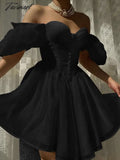 Tavimart Women’s Puff Sleeve Tulle Mini Princess Dress Elegant Chic Party Vintage A - Line