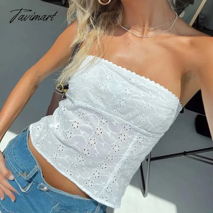 Tavimart Women ’S Sexy Strapless Tube Top Solid Color Summer Casual Crop Fairy Grunge Bandeau Y2K