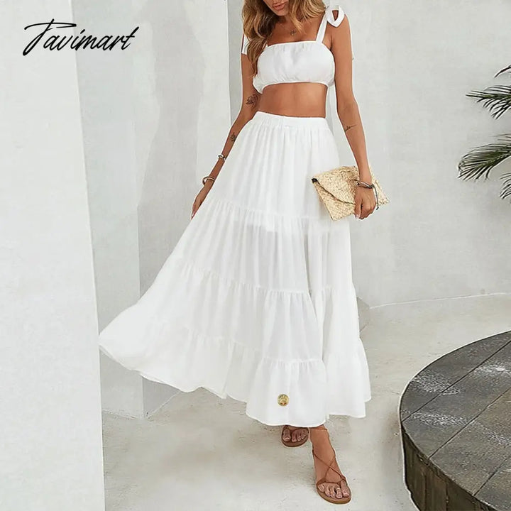 Tavimart Women Skirts 2 - Piece Set For Summer Skirt Sets New Spring Solid Short Bandeau Tops