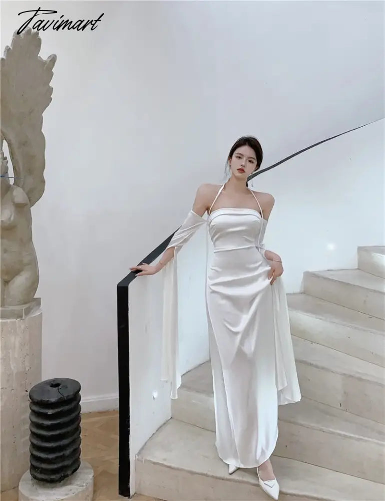 Tavimart Summer Elegant White Women Ready To Wear Dresses Maxi Luxury Lace Bodycon Wedding Event Party Dress Formal Occsaion main image 0