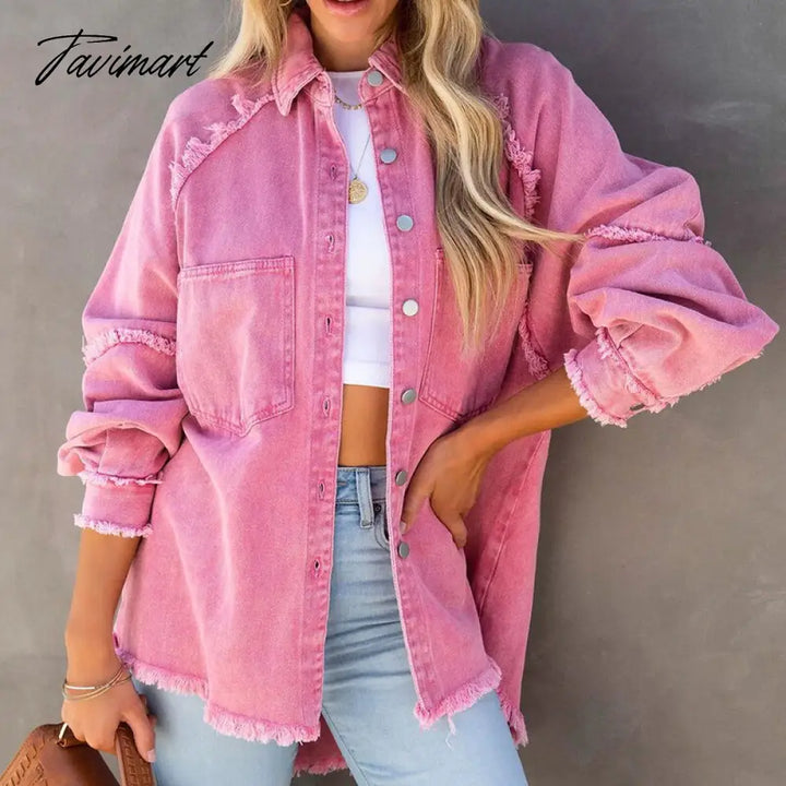 Tavimart Women Turn Down Collar Shirts Jackets Tops Elegant Femme Casual Loose Solid Coats Autumn