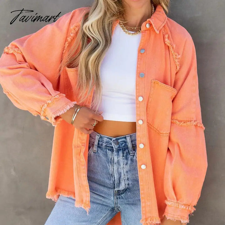 Tavimart Women Turn Down Collar Shirts Jackets Tops Elegant Femme Casual Loose Solid Coats Autumn