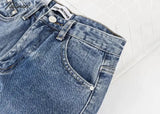 Tavimart Women Vintage High Waist Straight Leg Jeans Blue Wide Jean