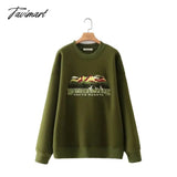 Tavimart Women Vintage National Park Embroidery Relaxed Sweatshirt In Olive Green