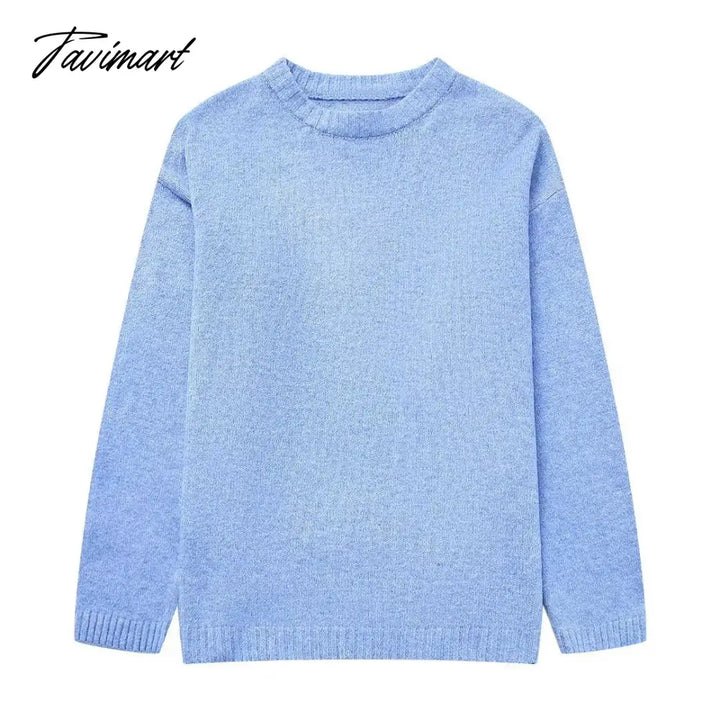 Tavimart Women’s Solid O-Neck Pullover Sweaters Autumn Winter Long Sleeve Knitted Jumpers