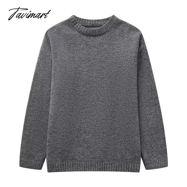 Tavimart Women’s Solid O-Neck Pullover Sweaters Autumn Winter Long Sleeve Knitted Jumpers