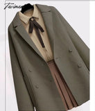 Tavimart Woolen Coat Three - Piece Jacket Blouse Short Skirt Plus Size Women Streetwear Autumn