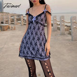 Tavimart Y2K Dress New Year Dresses For Women Party Lace Up Off Shoulder Mini Gothic Streewear E -