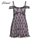 Tavimart Y2K Dress New Year Dresses For Women Party Lace Up Off Shoulder Mini Gothic Streewear E -
