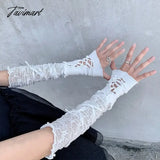 Tavimart - Y2K Fingerless Strapping Gloves Lace Gothic Diy Sunscreen Sleeve Women Lolita Clothing