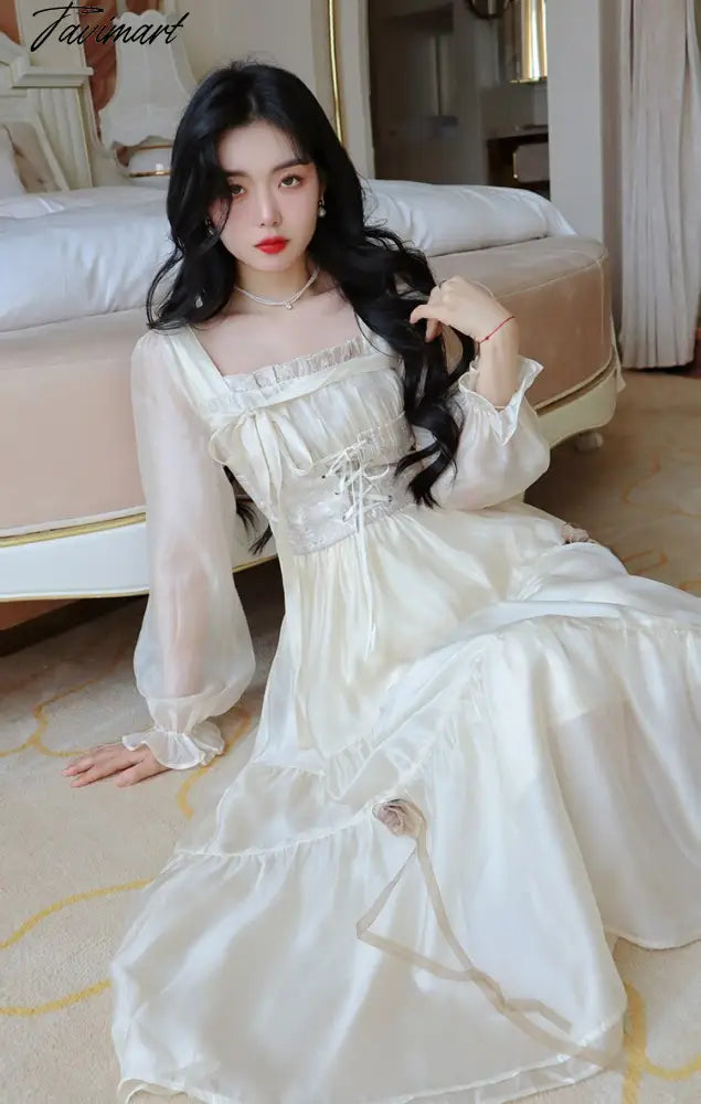 Tavimart Yellow French Vintage Fairy Dress Women Bandage Elegant Eveni tavimart Tavimart Yellow French Vintage Fairy Dress Women Bandage Elegant Eveni tavimart