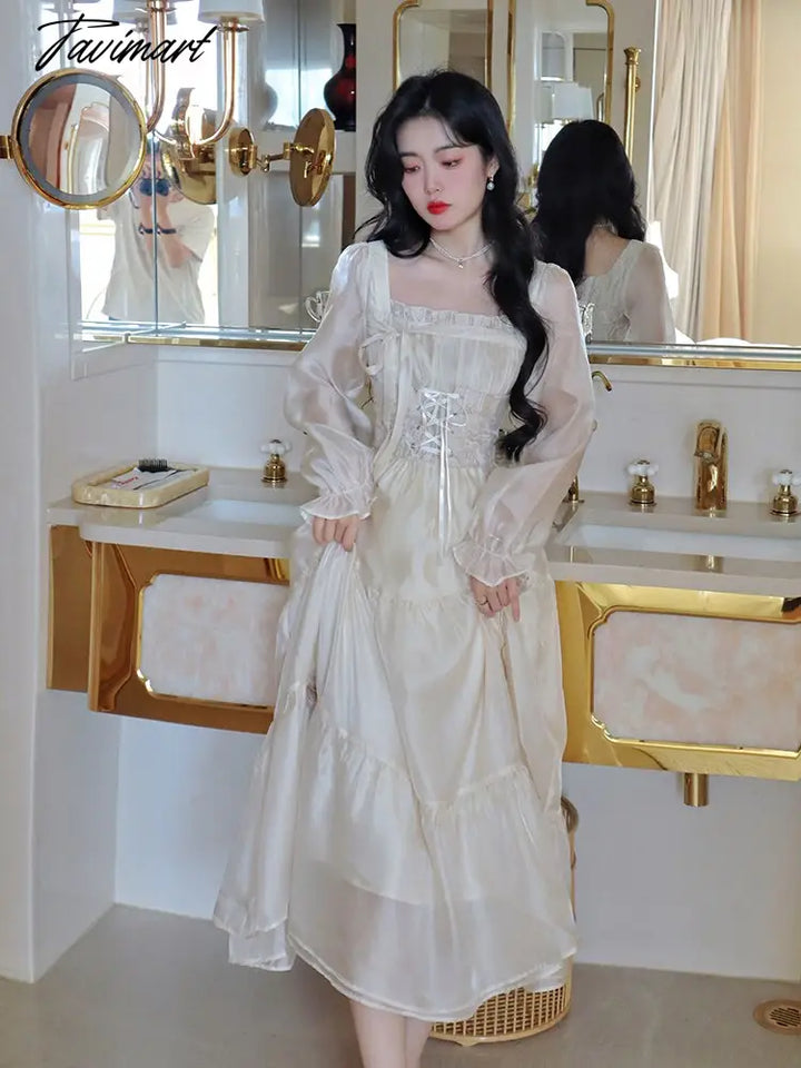 Tavimart Yellow French Vintage Fairy Dress Women Bandage Elegant Eveni tavimart Tavimart Yellow French Vintage Fairy Dress Women Bandage Elegant Eveni tavimart