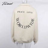 Winter Jacket Wome Early New Coat Leisure Single Letter Embroidered Lamb Cashmere White Long Sleeve