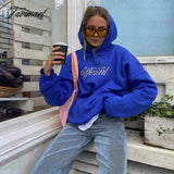 Winter Women’s Super Dalian Hoodie Korean Style Loose Fashion Klein Blue Embroidered Street