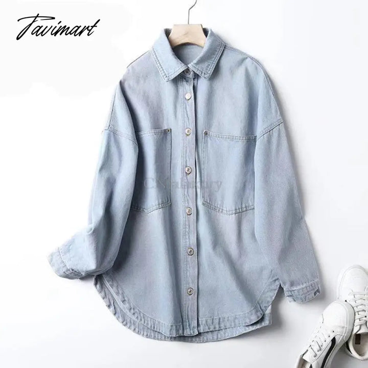 Woman Spring Denim Shirt Coat Women Long Sleeve Pocket Cardigan Streetwear Jacket Harajuku Cowboy