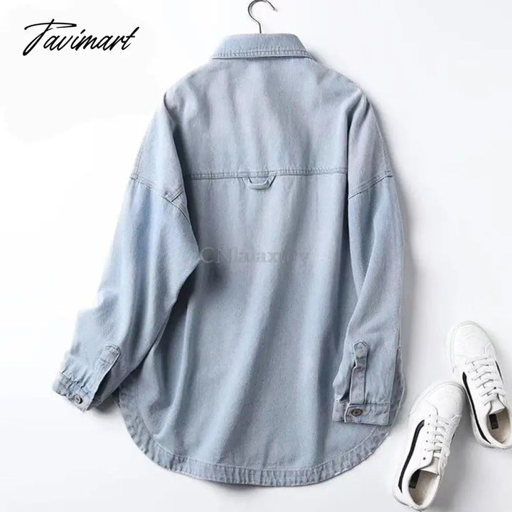 Woman Spring Denim Shirt Coat Women Long Sleeve Pocket Cardigan Streetwear Jacket Harajuku Cowboy