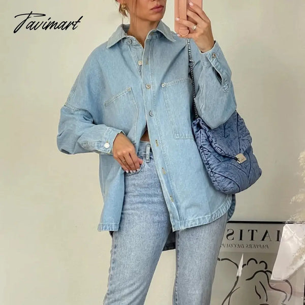 Woman Spring Denim Shirt Coat Women Long Sleeve Pocket Cardigan Streetwear Jacket Harajuku Cowboy