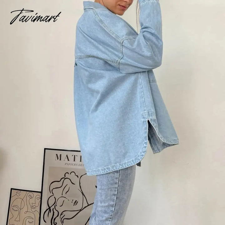 Woman Spring Denim Shirt Coat Women Long Sleeve Pocket Cardigan Streetwear Jacket Harajuku Cowboy